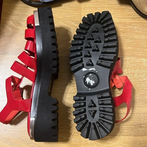 NEW Jeffrey Campbelll Lafayette platform fisherman Red sandals shoes size 7 - Picture 8 of 10